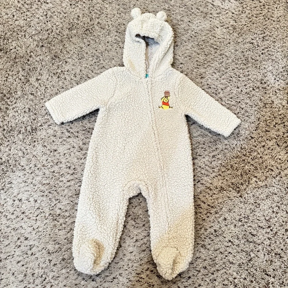 Disney Winnie The Pooh Sherpa Fleece One Piece‎ Pajama Baby Size 6-9 Months